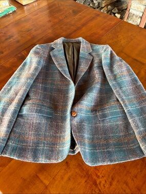 Women's Teal Plaid Tailored Blazer - Soft Wool Blend